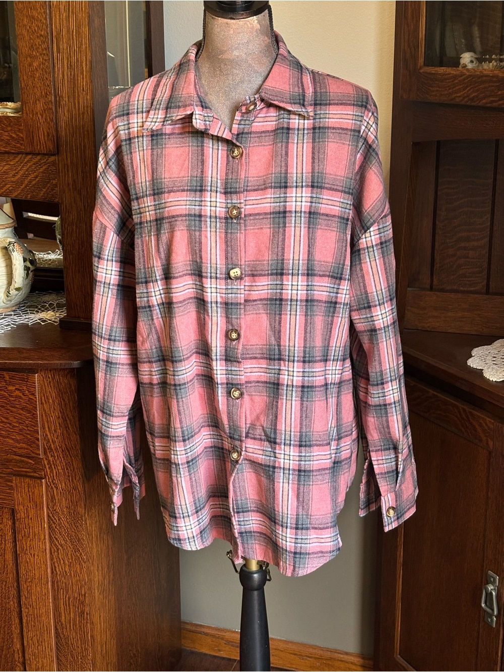 Fantaslook Pink Plaid Button-Down Shirt